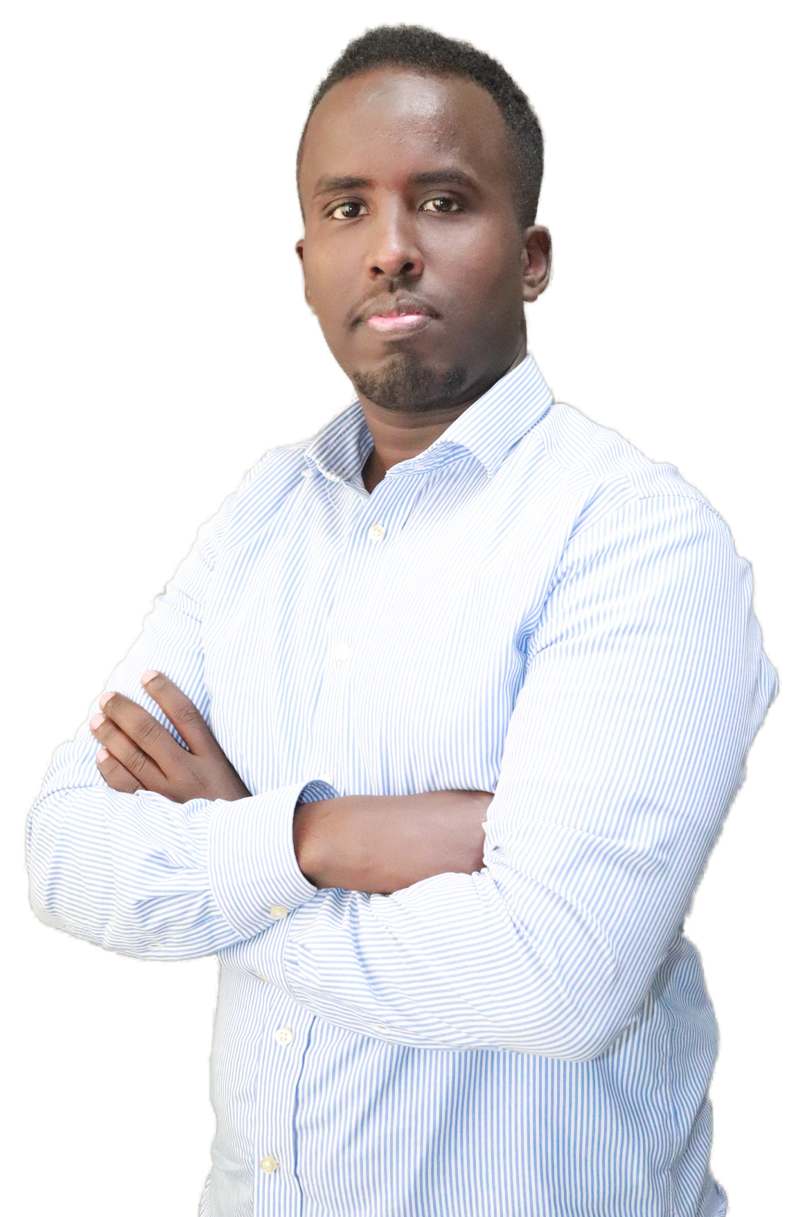 Mohamed Djama, standing with arms crossed